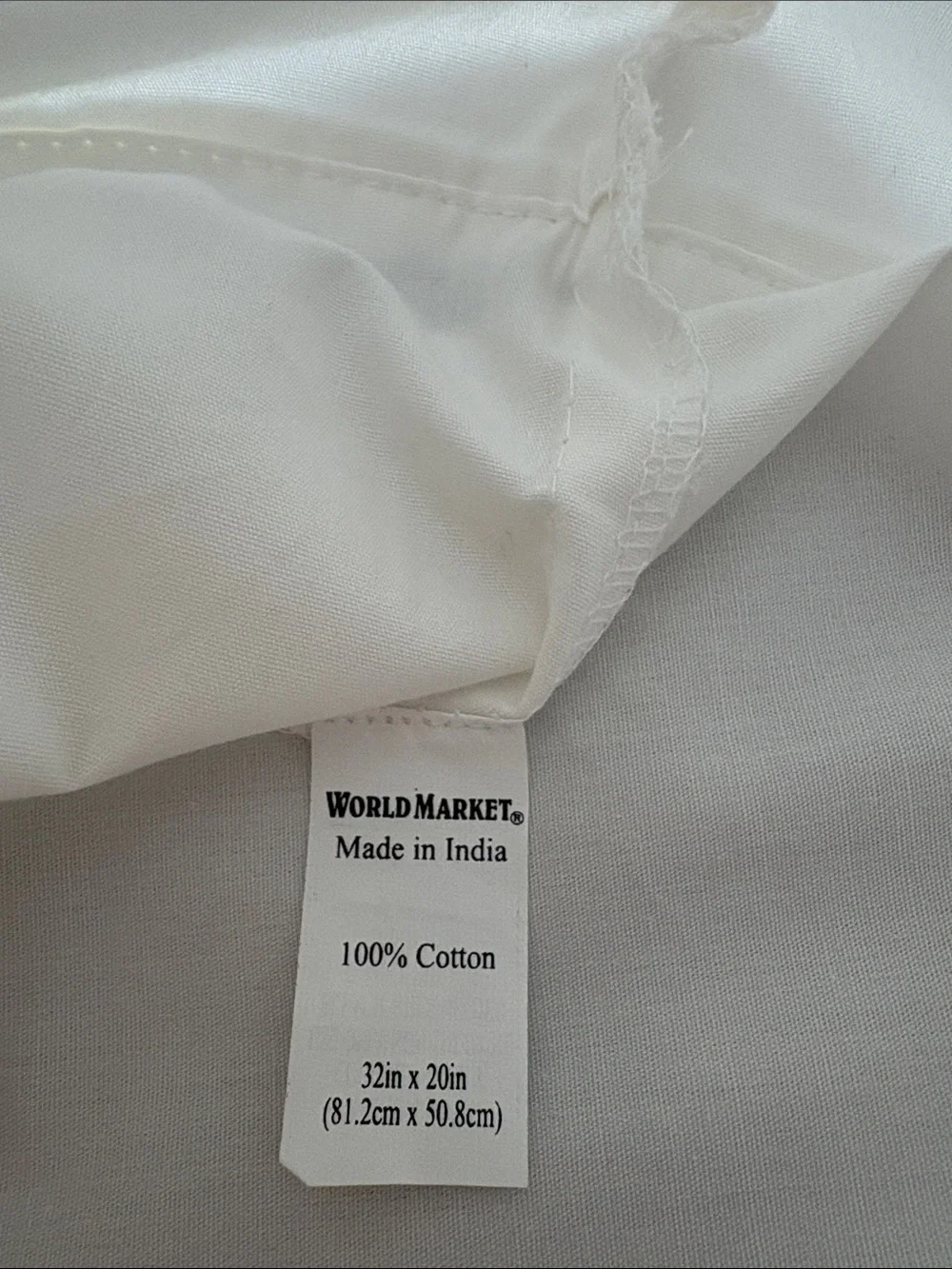NEW—World Market Set of 2 Standard/Queen White Pillowcases with “Peace”& “Joy”